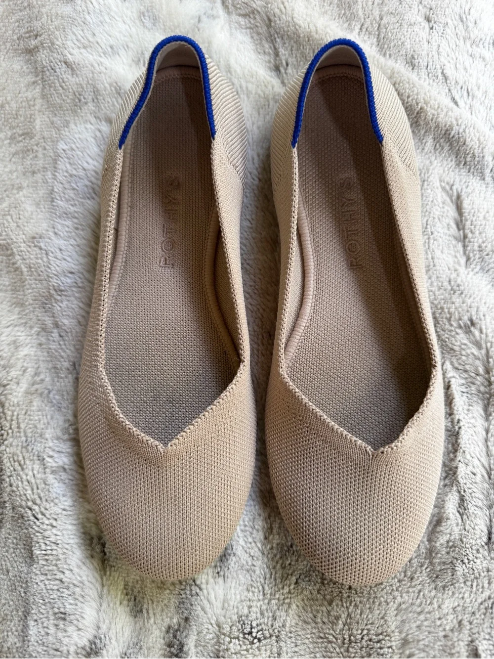 Ecru Rothy’s Knit Ballet Flats - Leopard Heel
